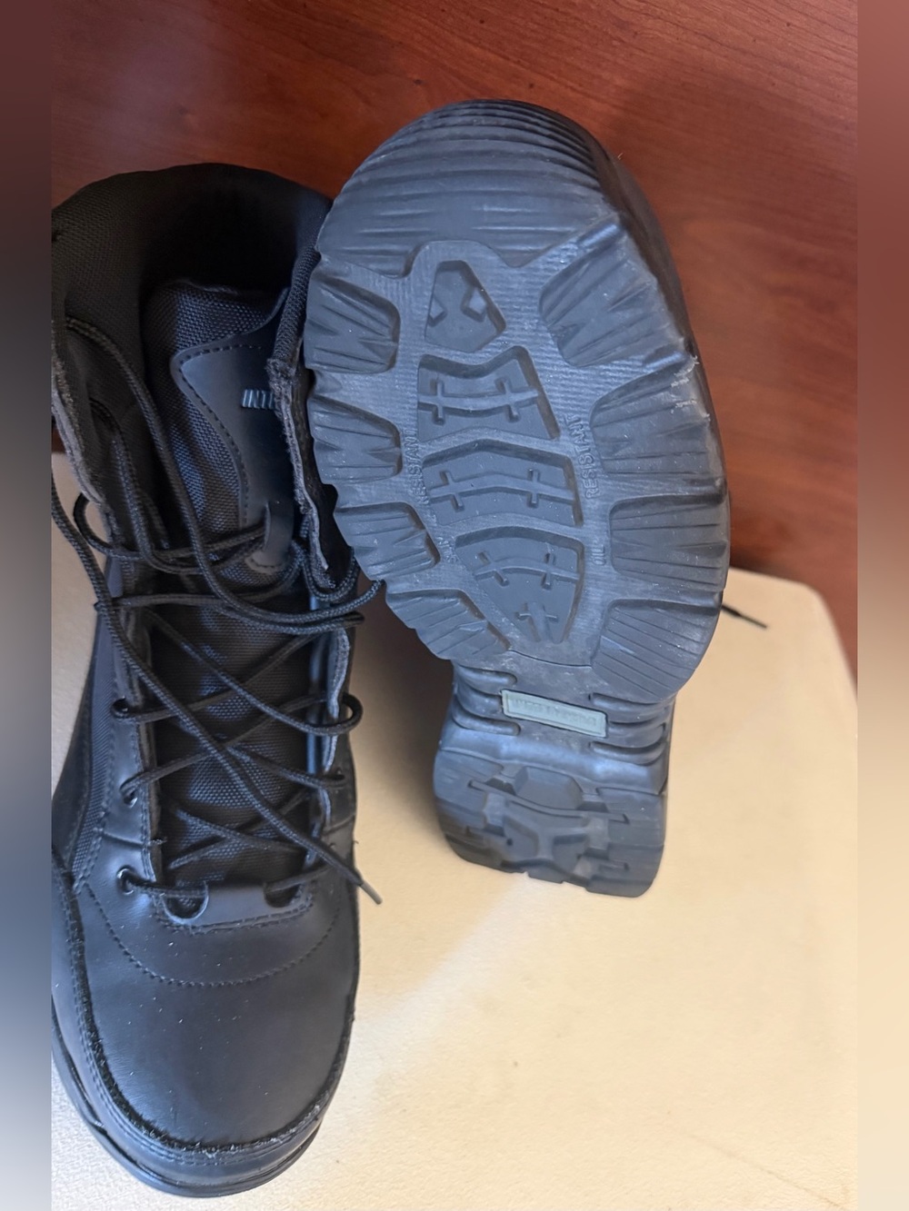 Men's Black Steel Toe Tactical Lace-Up Boots - Rugged Ankle Support - Picture 3 of 5